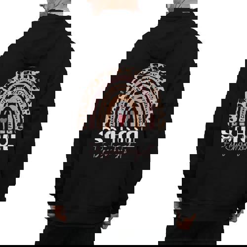 School Psych Teacher School Psychologist Leopard Rainbow Men&#x27;s Hoodie Back Print - teacherstshirts.com