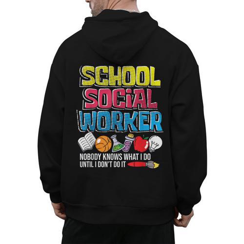 School Social Worker Teacher Caseworker Public Servant LSW Men's Hoodie Back Print - teacherstshirts.com