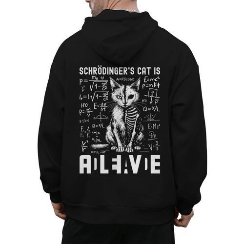 Schrodinger's Cat Dead And Alive Physics Teacher Men's Hoodie Back Print - teacherstshirts.com