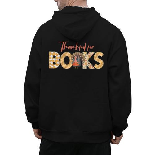 Science Of Reading ELA Teachers Thankful For Books Men's Hoodie Back Print - teacherstshirts.com AU