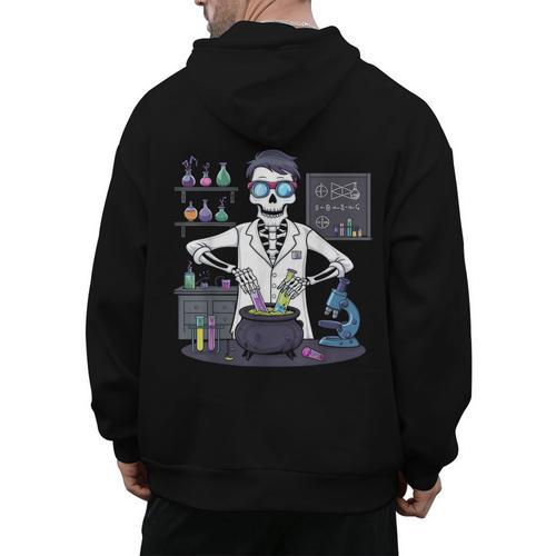 Science Teacher Halloween Skeleton Scientist Chemistry Men's Hoodie Back Print - teacherstshirts.com