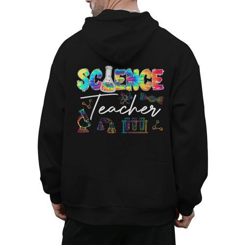 Science Teacher Tie Dye First Day Of School Back To School Men Women Girls Kids Men's Hoodie Back Print - teacherstshirts.com
