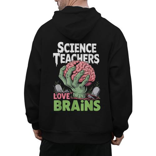 Science Teachers Love Brains Shirt Men Women Halloween Men's Hoodie Back Print - teacherstshirts.com AU
