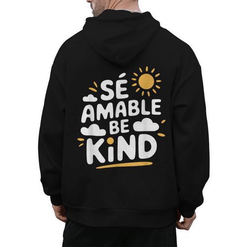 SÉ AMABLE Be Kind Bilingual Teacher Maestra Spanish Teacher Men's Hoodie Back Print - teacherstshirts.com UK