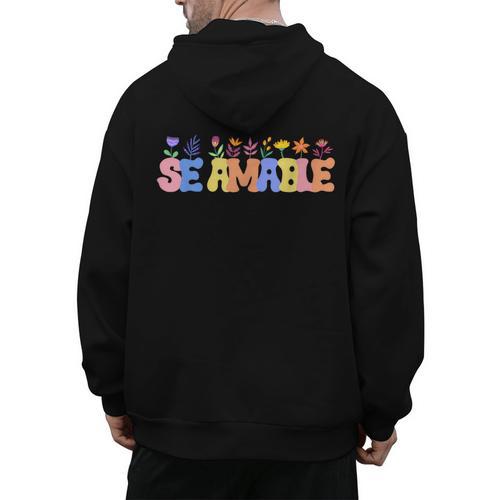 Se Amable Be Kind In Spanish Groovy Teacher Flowers Men's Hoodie Back Print - teacherstshirts.com AU