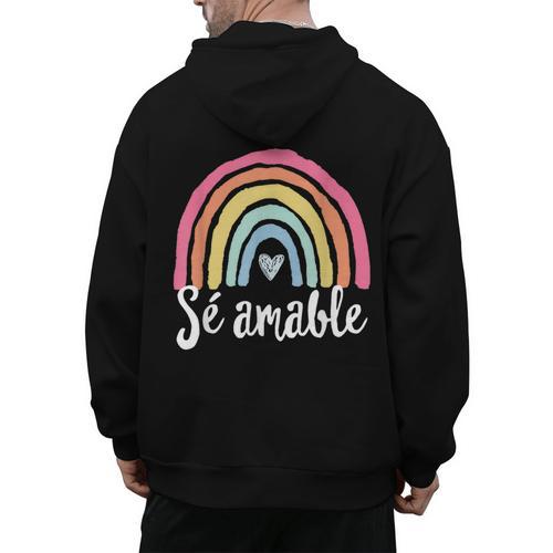 Sé Amable Spanish Bilingual Teacher Be Kind Boho Rainbow Men's Hoodie Back Print - teacherstshirts.com AU
