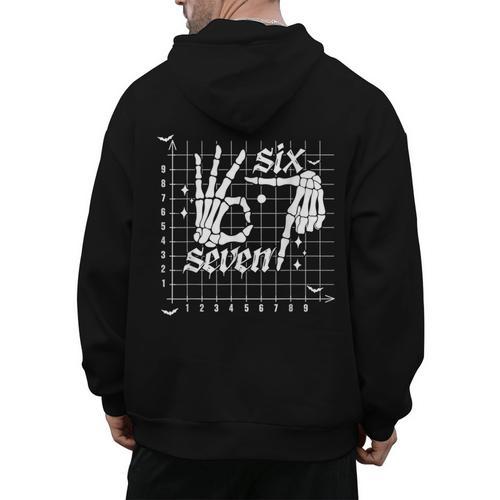 Six Seven Coordinate 67 Skeleton Math Teacher 67 Men's Hoodie Back Print - teacherstshirts.com CA