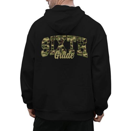 Sixth Grade Teacher Student Camouflage Back To School Men's Hoodie Back Print - teacherstshirts.com UK