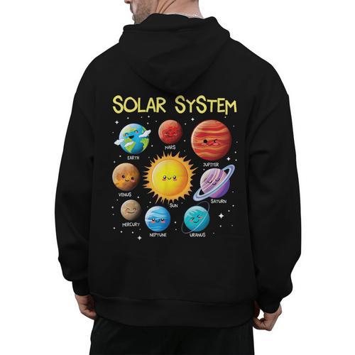 Solar System Cute Face Planets Space Science Teacher School Men's Hoodie Back Print - teacherstshirts.com