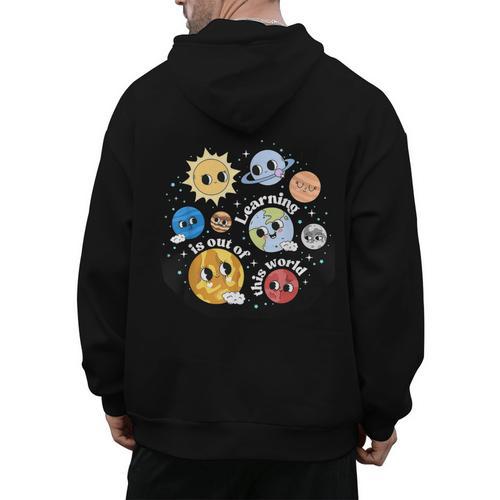 Solar System Learning Is Out Of This World Science Teacher Men's Hoodie Back Print - teacherstshirts.com AU