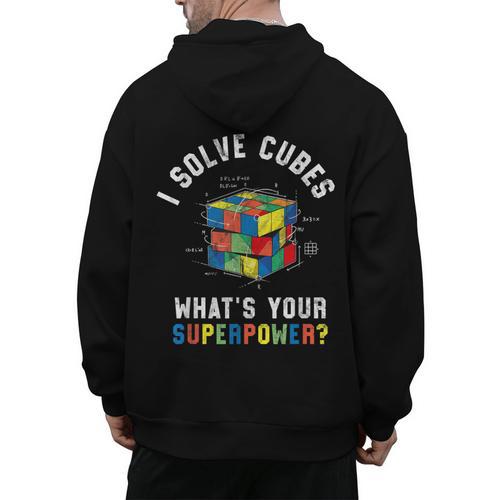 I Solve Cubes Speed Cubing Vintage Youth Math Teacher Men's Hoodie Back Print - teacherstshirts.com DE
