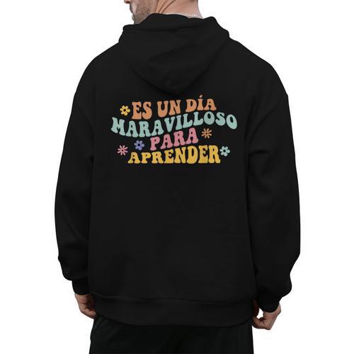 Spanish Teacher Dual Language Bilingual Teacher Cute Preppy Men's Hoodie Back Print - teacherstshirts.com AU