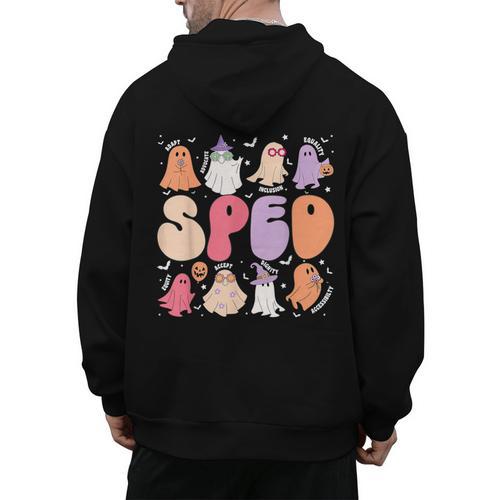 Special Education Teacher Ghosts Halloween SPED Teacher Men's Hoodie Back Print - teacherstshirts.com AU