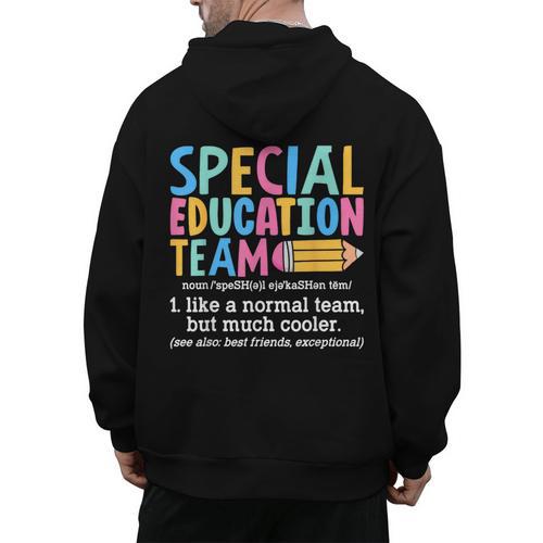 Special Education Team Definition Retro Ed Team Crew Teacher Men's Hoodie Back Print - teacherstshirts.com UK