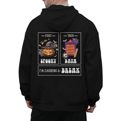 Sped Teacher Halloween First Spooky Then Data Sped Ed Team Men's Hoodie Back Print - teacherstshirts.com AU