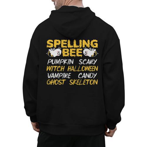 Spelling Bee Costume For a Halloween Teacher Pun Women Men's Hoodie Back Print - teacherstshirts.com AU