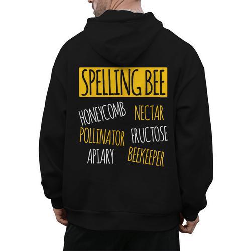 Spelling Bee Halloween Pun Costume Beekeeper Teacher Men's Hoodie Back Print - teacherstshirts.com AU