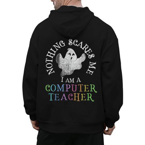 This Is My Spooky COMPUTER TEACHER Costume Don't Scare Me Men's Hoodie Back Print - teacherstshirts.com