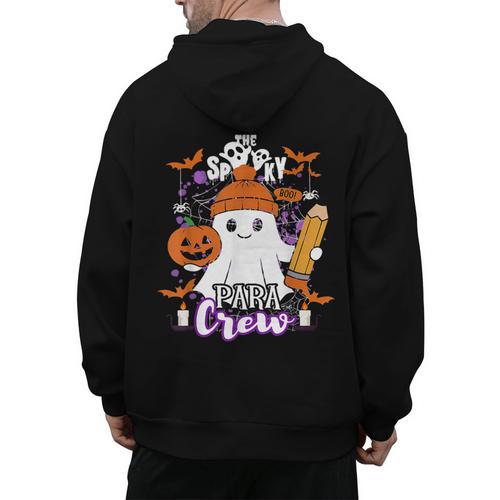Spooky Para Crew Ghost Halloween Paraprofessional Teacher Men's Hoodie Back Print - teacherstshirts.com UK