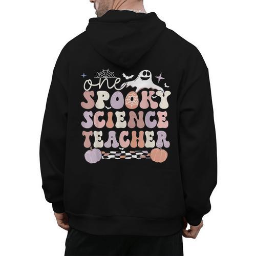 Spooky Science Teacher Halloween Science Teaching For Men Women Men's Hoodie Back Print - teacherstshirts.com AU
