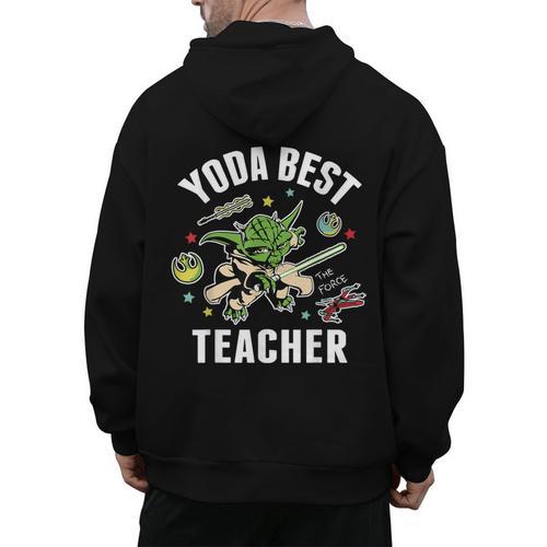 Star Wars Yoda Best Teacher Icons Men's Hoodie Back Print - teacherstshirts.com