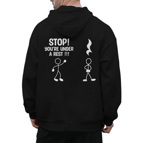 Stop You'Re Under A Rest Music Teacher Men's Hoodie Back Print - teacherstshirts.com AU