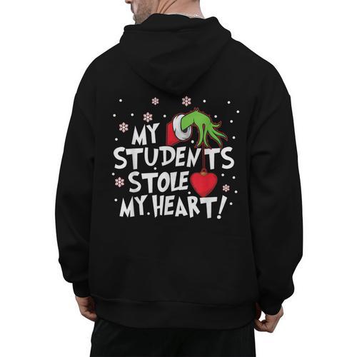 My Students Stole My Heart School Teacher Christmas Men Women Kids Men's Hoodie Back Print - teacherstshirts.com