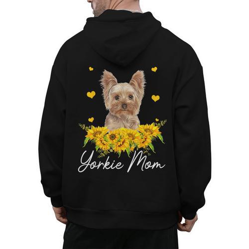 Sunflower Yorkie Mom Dog Lover Men's Hoodie Back Print - Bostonterriersmerch.com
