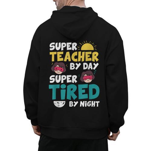 Super Hero Teacher Superheroes Men's Hoodie Back Print - teacherstshirts.com CA