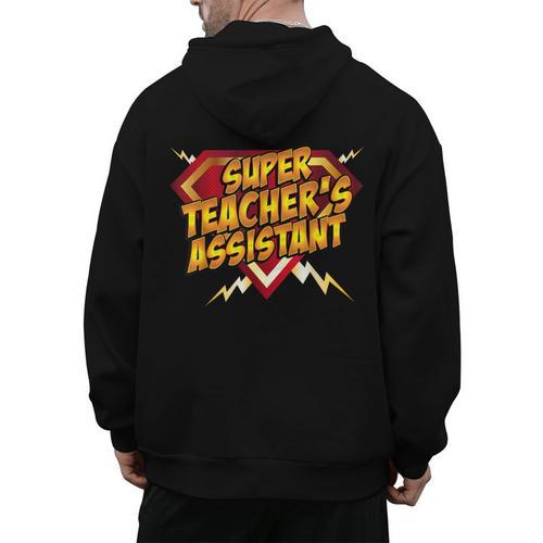 Super Teacher's Assistant Educational Superhero Men's Hoodie Back Print - teacherstshirts.com