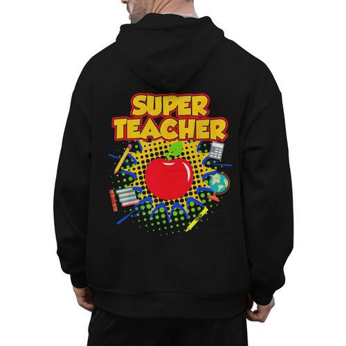 Superhero Teacher Appreciation Teaching Tee Men's Hoodie Back Print - teacherstshirts.com DE