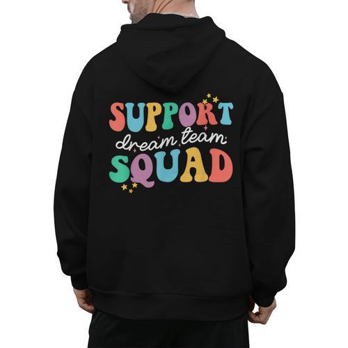 Support Dream Services Team Groovy Teacher Support Squad Men's Hoodie Back Print - teacherstshirts.com UK