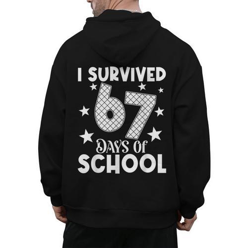 I Survived 67 Days Of School Teachers Students Men's Hoodie Back Print - teacherstshirts.com UK