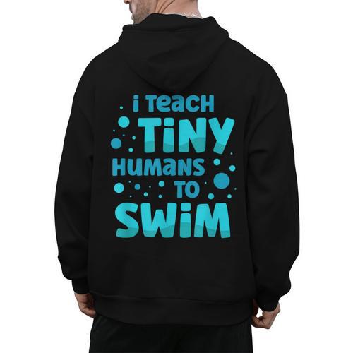 Swimming Teacher I Teach Tiny Humans To Swim Swim Instructor Men's Hoodie Back Print - teacherstshirts.com DE