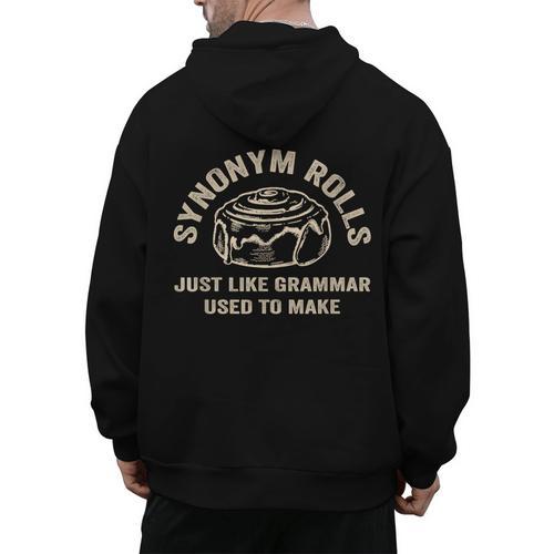 Synonym Rolls Joke Cinnamon Rolls Grammar Pun Teacher Men's Hoodie Back Print - teacherstshirts.com AU