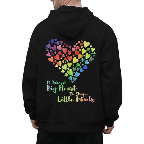It Takes A Big Heart To Shape Little Minds Teacher Student Men Women Kids Men's Hoodie Back Print - teacherstshirts.com AU