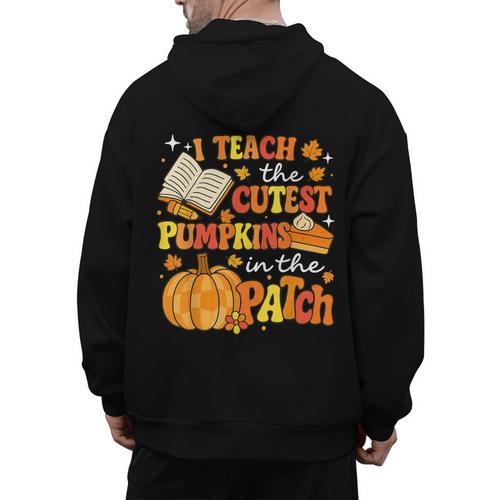 I Teach The Coolest Pumpkins In The Patch Teacher Halloween Men's Hoodie Back Print - teacherstshirts.com DE
