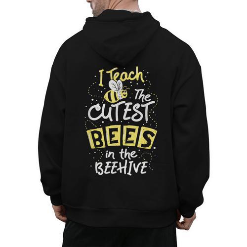 I Teach The Cutest Bees In The Beehive Kindergarten Teacher Men's Hoodie Back Print - teacherstshirts.com