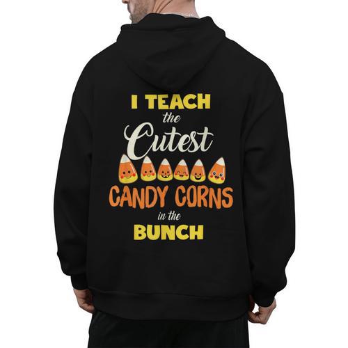 I Teach The Cutest Candy Corn In The Patch Teacher Halloween Men's Hoodie Back Print - teacherstshirts.com