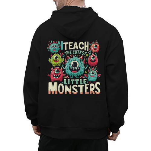 I Teach The Cutest Little Monsters Teacher Halloween Outfit Men's Hoodie Back Print - teacherstshirts.com DE