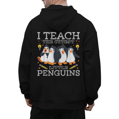 I Teach The Cutest Little Penguins Cute School Teacher Tee Men's Hoodie Back Print - teacherstshirts.com DE