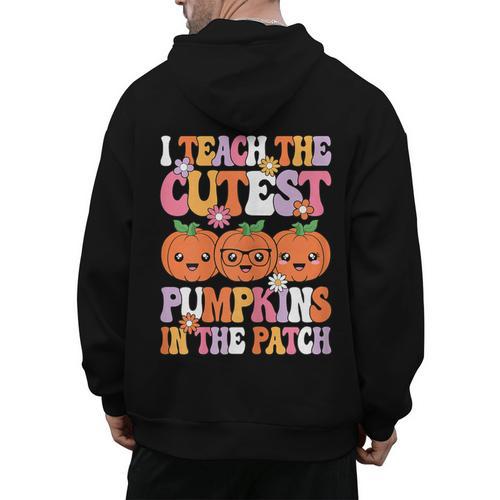 I Teach The Cutest Pumpkins Halloween Fall Teacher Women Men's Hoodie Back Print - teacherstshirts.com DE