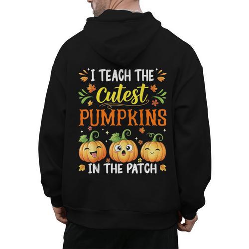 I Teach The Cutest Pumpkins Halloween Teacher Men's Hoodie Back Print - teacherstshirts.com
