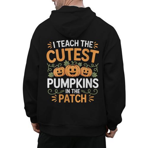 I Teach The Cutest Pumpkins In The Patch Halloween Teacher Men's Hoodie Back Print - teacherstshirts.com AU