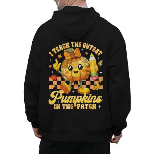I Teach The Cutest Pumpkins In The Patch Teacher Halloween Men's Hoodie Back Print - teacherstshirts.com AU