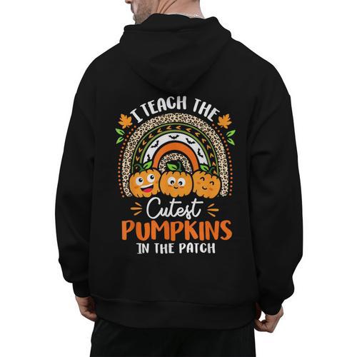 I Teach The Cutest Pumpkins In The Patch Teacher Halloween Men's Hoodie Back Print - teacherstshirts.com AU
