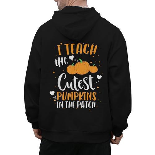 I Teach The Cutest Pumpkins In The Patch Teacher School For Men Women Kids Men's Hoodie Back Print - teacherstshirts.com AU