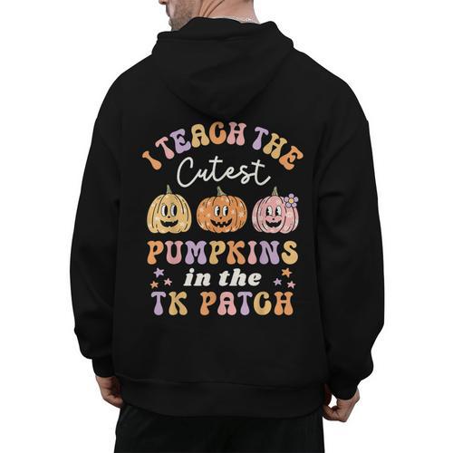 I Teach The Cutest Pumpkins In The TK Patch TK Teacher Fall Men's Hoodie Back Print - teacherstshirts.com UK