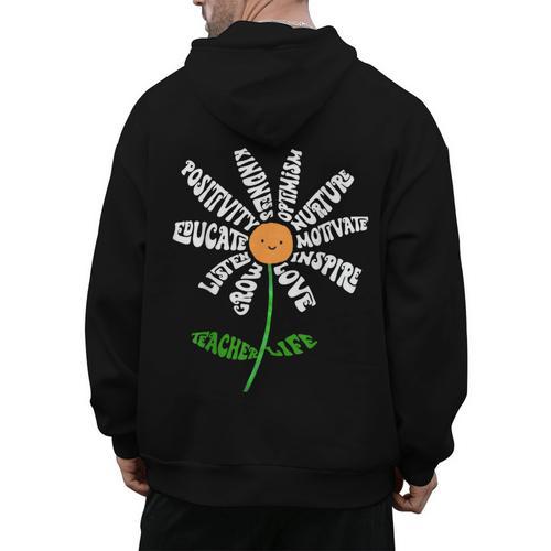 Teach Love Inspire Teachers Inspirational Flower Teachers Men's Hoodie Back Print - teacherstshirts.com