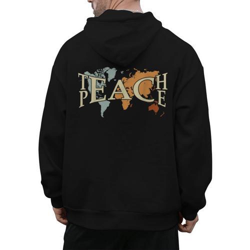 Teach Peace Teacher Teacher Men's Hoodie Back Print - teacherstshirts.com
